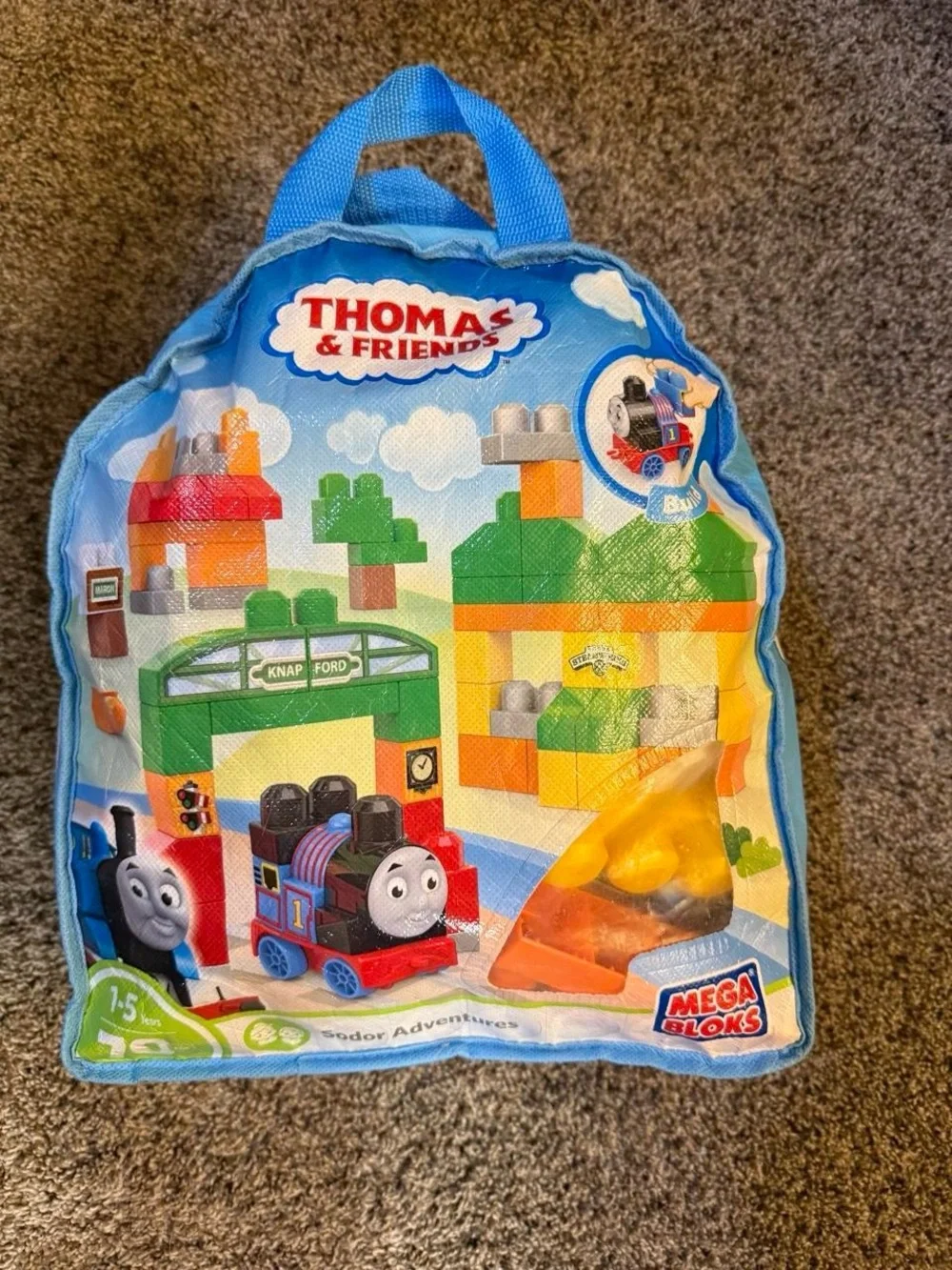 Thomas & Friends Building Set Carry Bag in Blue with Red and Green Accents